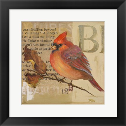 Framed Red Love Birds I Print