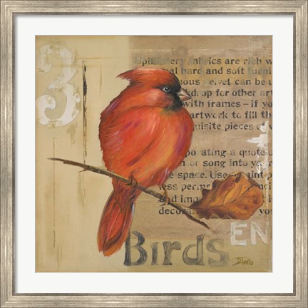 Framed Red Love Birds II Print