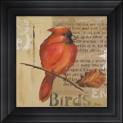 Framed Red Love Birds II Print