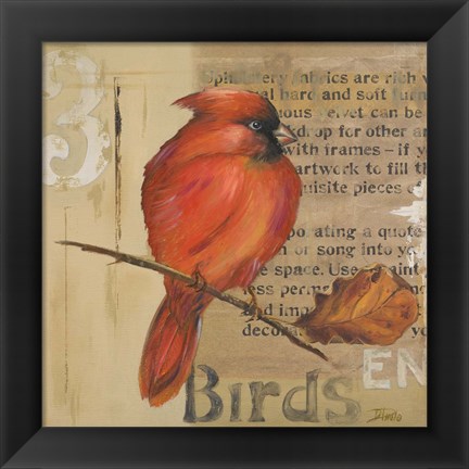 Framed Red Love Birds II Print