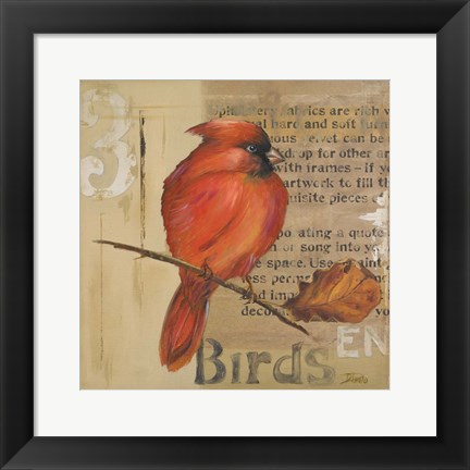 Framed Red Love Birds II Print