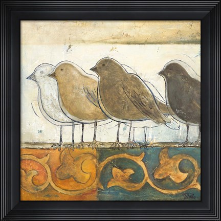 Framed Birds on Damask I Print