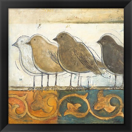 Framed Birds on Damask I Print