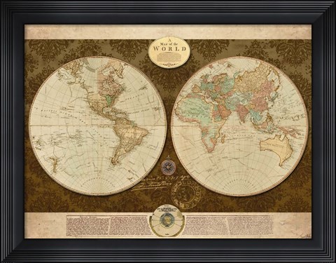 Framed Map of World Print