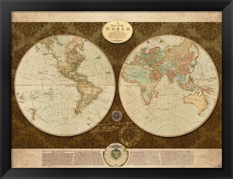 Framed Map of World Print