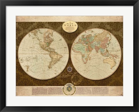 Framed Map of World Print