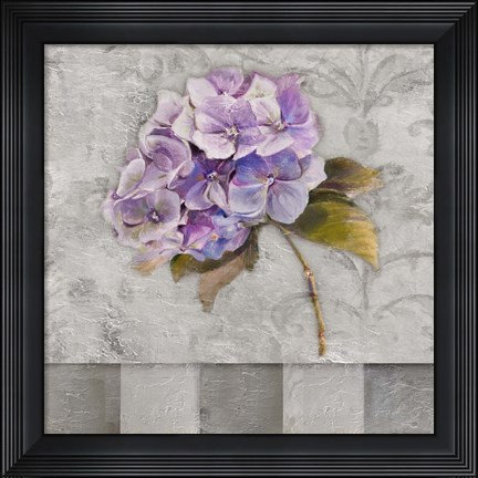 Framed Hydrangeas &amp; Stripes II Print