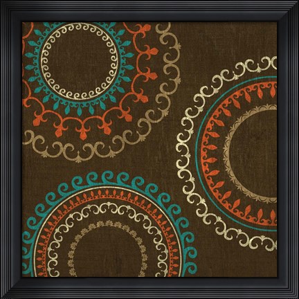 Framed Chocolate Suzani I Print