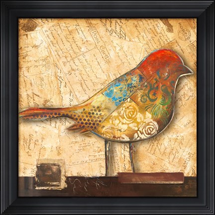 Framed Bird of Collage II Print