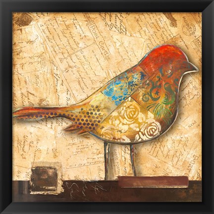 Framed Bird of Collage II Print