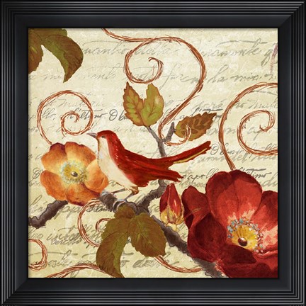 Framed Avian on Red I Print