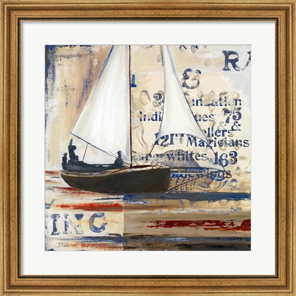 Framed Blue Sailing Race I Print