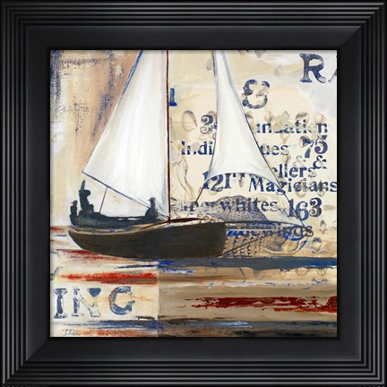 Framed Blue Sailing Race I Print
