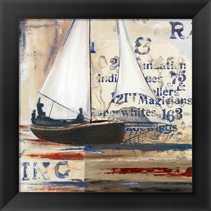 Framed Blue Sailing Race I Print