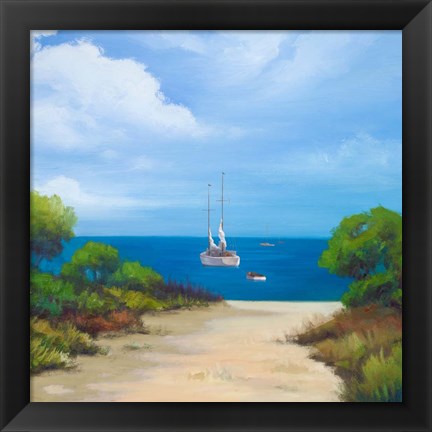 Framed Sailboat on Coast II Print