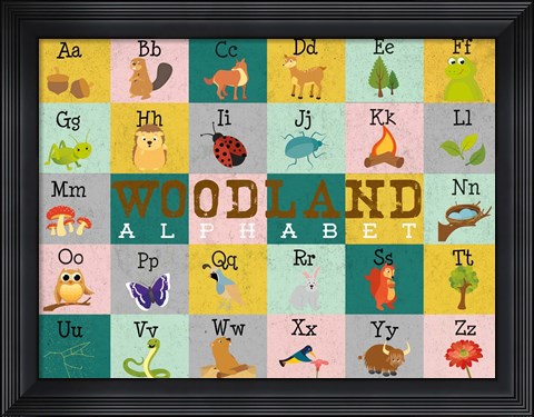 Framed Woodland Alphabet (horizontal) Print