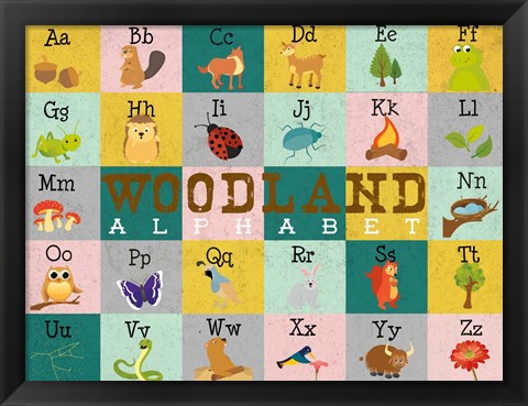 Framed Woodland Alphabet (horizontal) Print