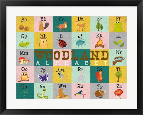 Framed Woodland Alphabet (horizontal) Print