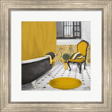 Framed Sundance Bath I (yellow) Print