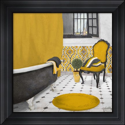 Framed Sundance Bath I (yellow) Print