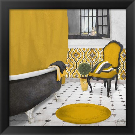 Framed Sundance Bath I (yellow) Print