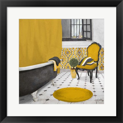 Framed Sundance Bath I (yellow) Print