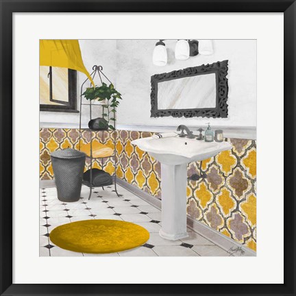 Framed Sundance Bath II (yellow) Print