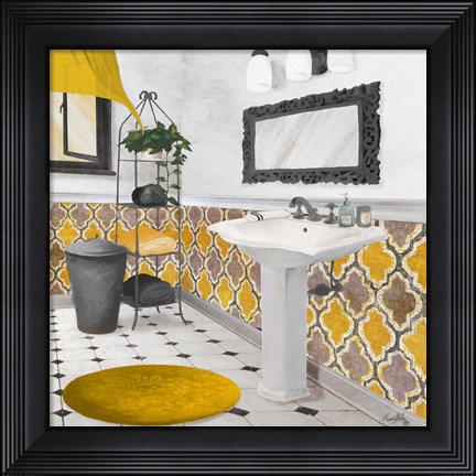 Framed Sundance Bath II (yellow) Print