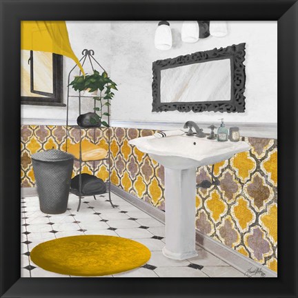 Framed Sundance Bath II (yellow) Print