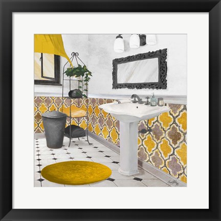 Framed Sundance Bath II (yellow) Print