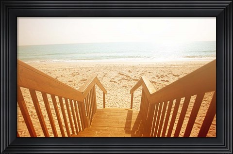 Framed Beach Stairs Print