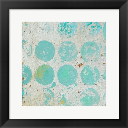 Framed Aqua Circles I Print