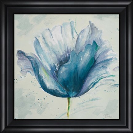 Framed Flower in Blue I Print