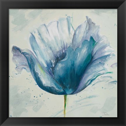 Framed Flower in Blue I Print