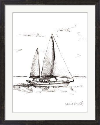 Framed Coastal Boat Sketch II Print