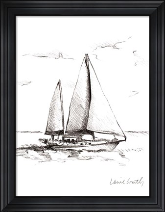 Framed Coastal Boat Sketch II Print
