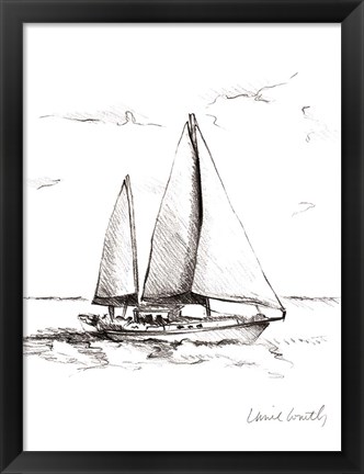 Framed Coastal Boat Sketch II Print