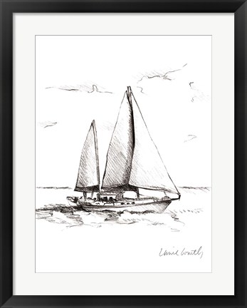 Framed Coastal Boat Sketch II Print