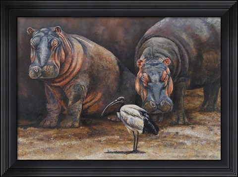 Framed Baby Hippos Print