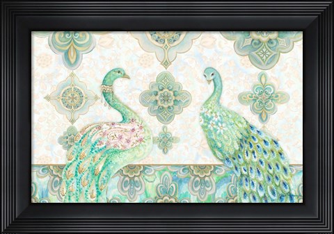 Framed Emerald Peacock Rectangle Print