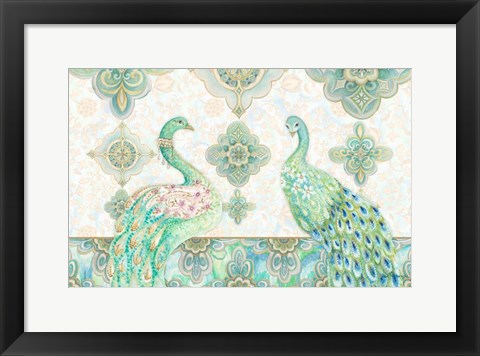 Framed Emerald Peacock Rectangle Print