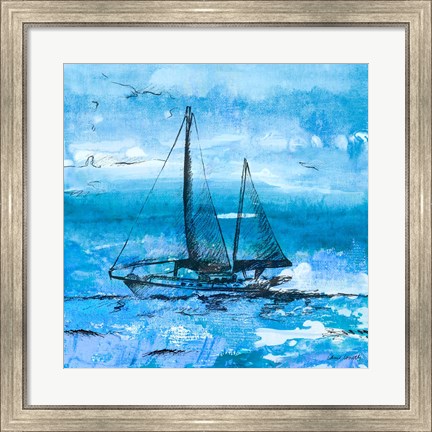 Framed Coastal Boats in Watercolor II Print