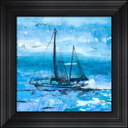 Framed Coastal Boats in Watercolor II Print