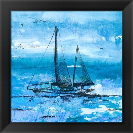 Framed Coastal Boats in Watercolor II Print