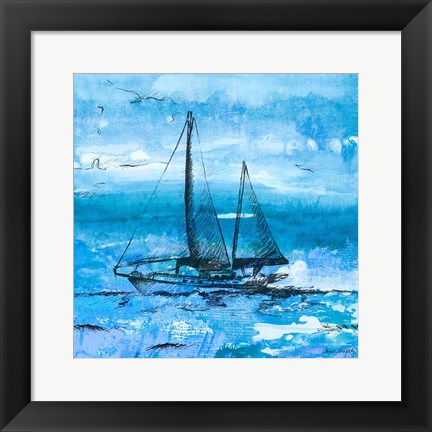 Framed Coastal Boats in Watercolor II Print