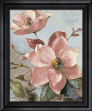 Framed Magnolias Aglow I Print