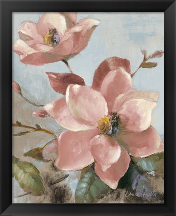 Framed Magnolias Aglow I Print