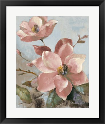 Framed Magnolias Aglow I Print