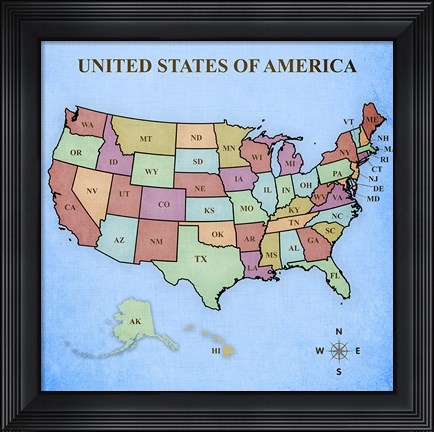 Framed Map of the United States Print