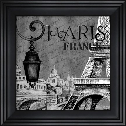 Framed Parisian Wall Black I Print